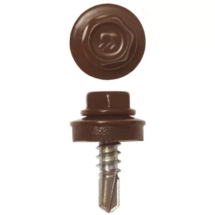 Саморезы ЗУБР "ПРОФЕССИОНАЛ" окраш., RAL 8017 шокол.-коричн., для крепл. кров. матер. к металл. констр. , 5.5x19мм, 2500шт 4-300310-55-019-8017 купить в Сургуте