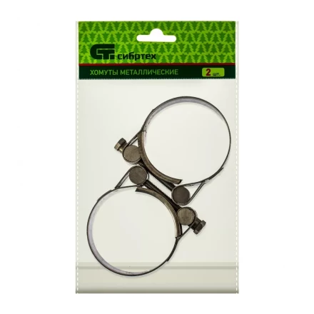 Хомуты металлические силовые 56-59 мм ширина 22 мм шарнирный W4 2 шт Сибртех 475433 купить в Сургуте
