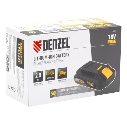 Батарея аккумуляторная Denzel IB-18-2.0, Li-Ion, 18 В, 2.0 А/ч 28433 купить в Сургуте