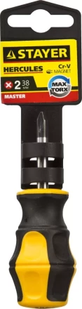 Отвертка STAYER &quot;MASTER&quot; &quot;HERCULES&quot;, Сr-V, противоскользящая рукоятка, PH2x38мм 25052-38-2_z02 купить в Сургуте