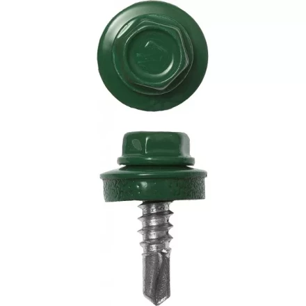 Саморезы ЗУБР &quot;ПРОФЕССИОНАЛ&quot; окраш., RAL 6002 зелен. лист, для крепл. кров. матер. к металл. констр., 5.5x25мм, 1800шт 4-300310-55-025-6002 купить в Сургуте