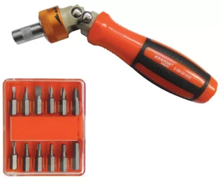 Отвертка-держатель бит реврсивно-рычажная Кратон Complect 12 в 1 2 09 05 010 купить в Сургуте