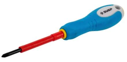 ЗУБР &quot;ПРОФИ ЭЛЕКТРИК&quot;. Отвертка Cr-V, трехкомпонент рукоятка, высоковольтная до ~1000В, PH №0, 60 мм 25262-0-060 купить в Сургуте