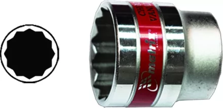 Головка торцевая 24 мм 12-гранная CrV под квадрат 1/2&quot; хромированная  MATRIX MASTER 13693 купить в Сургуте