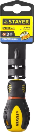 Отвертка STAYER &quot;PROFESSIONAL&quot; &quot;PROTech&quot;, двухкомп рукоятка, намагниченная, Cr-Mo, PH2x38мм 25132-2-38_z02 купить в Сургуте