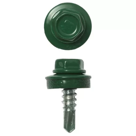 Саморезы ЗУБР &quot;ПРОФЕССИОНАЛ&quot; окраш., RAL 6002 зелен. лист, для крепл. кров. матер. к металл. констр., 5.5x19мм, 2500шт 4-300310-55-019-6002 купить в Сургуте