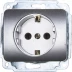 Розетка СВЕТОЗАР &quot;ГАММА&quot; с заземлением, одинарная, без вставки и рамки, цвет светло-серый металлик,16А/~250В SV-54105-SM купить в Сургуте