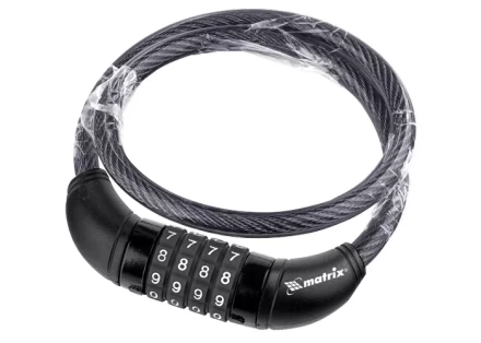 Замок тросовый универсальный с кодовым механизмом 10х950 мм MATRIX 91818 купить в Сургуте