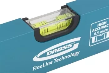 Уровень алюминиевый усиленный 800 мм толщина профессиональный 2 мм 3 глазка  GROSS 33628 купить в Сургуте