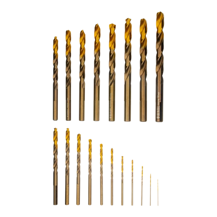 Набор сверл по металлу Denzel 723008, 1-10 мм, Р6М5К8-TiN, Golden Tip, 19 шт купить в Сургуте