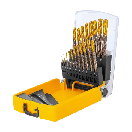 Набор сверл по металлу Denzel 723008, 1-10 мм, Р6М5К8-TiN, Golden Tip, 19 шт купить в Сургуте