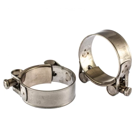 Хомуты металлические силовые 52-55 мм ширина 22 мм шарнирный W4 2 шт Сибртех 475413 купить в Сургуте