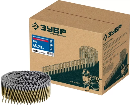 ЗУБР CNW 45 х 2.3 мм, барабанные гвозди рифленые оцинкованные, 10800 шт (305383-45) купить в Сургуте