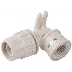 Муфта ЗУБР &quot;ШиреФит&quot; соединительная угловая 90°, с креплением, &quot;штуцер с гайкой - внутренняя резьба&quot;, 20мм-1/2&quot; 51468-20-1/2