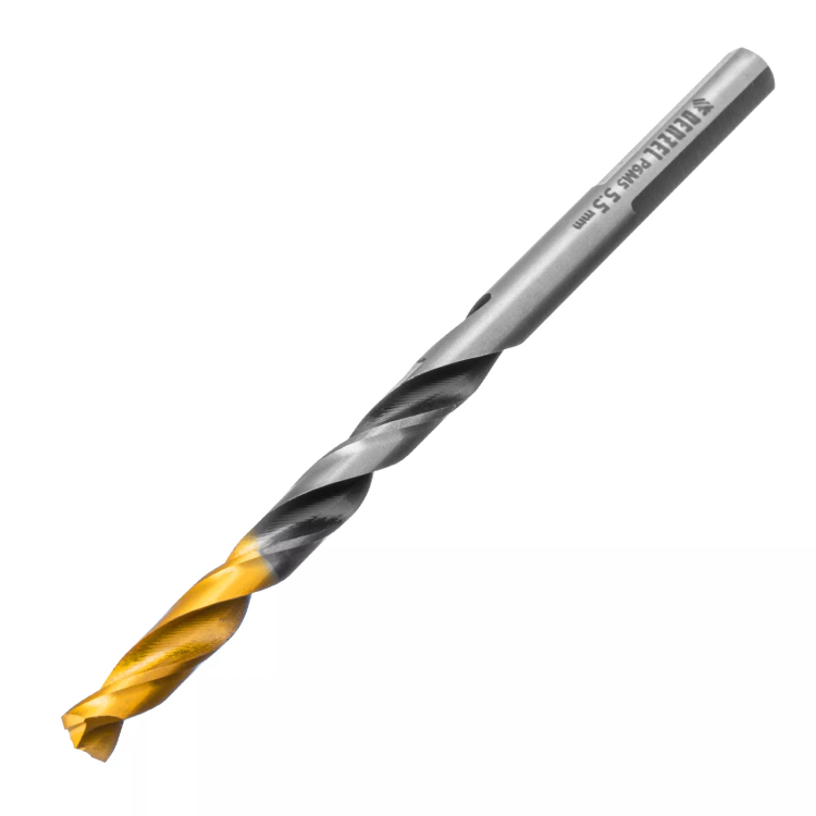 Сверло спиральное по металлу Denzel 5,5 x 93мм, Р6М5, Golden Tip, многогранная заточка, 718277 купить в Сургуте
