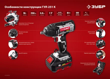 Ударный гайковерт аккумуляторный ГУЛ-251 К серия СТАНДАРТ купить в Сургуте