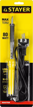 Паяльник STAYER &quot;MASTER&quot; с пластмассовой рукояткой и долговечным жалом, 80 Вт, клин 55305-80 купить в Сургуте