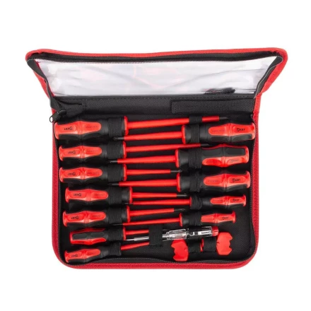 Набор диэлектрических отверток КВТ VDE НИО-15, профиль SL, PH, PZ, PZ/FL и ключи для электрошкафов, 15 предметов (103015) купить в Сургуте