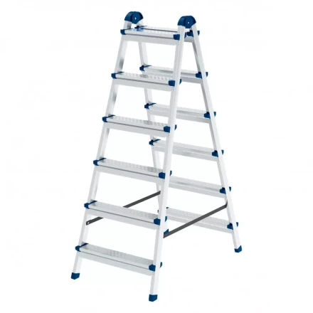 Стремянка двухсторонняя 6 ступеней сталь профиль стальные ступени Сибртех 97986 купить в Сургуте