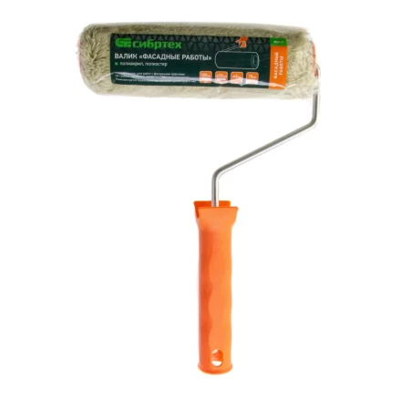 Валик &quot;Фасадные работы&quot;, 180 мм, ворс 18 мм, D 36 мм, D ручки - 6 мм, полиакрил,полиэстер Сибртех 80217 купить в Сургуте