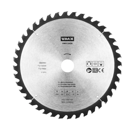 Диск пильный ф250х30 z40 дерево VMX 512435 купить в Сургуте