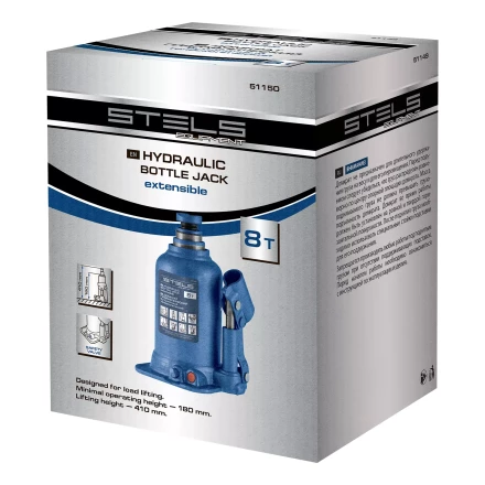 Домкрат гидравлический бутылочный телескопический Stels 51150, 8 т, подъем 180-410 мм купить в Сургуте
