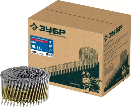 ЗУБР CNW 70 х 3.1 мм, барабанные гвозди рифленые оцинкованные, 4800 шт (305383-70) купить в Сургуте