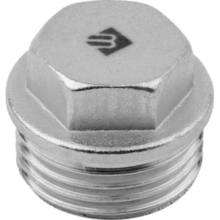 Заглушка ЗУБР &quot;ЭКСПЕРТ&quot;, 6-ти гранная головка с прижимной шайбой, никелированная латунь, наружная резьба, 1/2&quot; 51299-1/2 купить в Сургуте