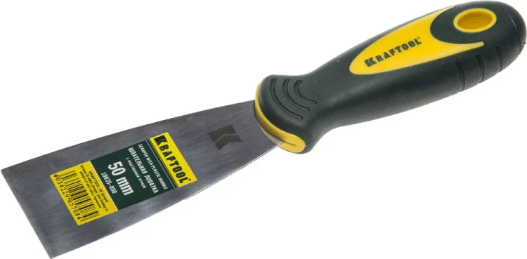 Шпательная лопатка KRAFTOOL с 2-компонент ручк, профилиров нержав полотно, 50мм 10035-050 купить в Сургуте