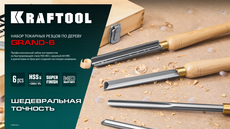 Набор профессиональных токарных резцов по дереву KRAFTOOL 18368 купить в Сургуте