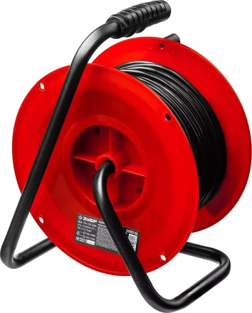 Удлинитель на катушке &quot;ПВС 307&quot;, 50 м, 2500 Вт, 4 гнезда, ПВС 3х0,75 кв мм, ЗУБР 55083-50 купить в Сургуте