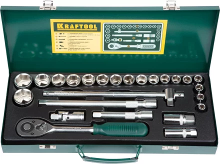 Набор торцовых головок KRAFTOOL &quot;INDUSTRIE QUALITAT&quot; (1/2&quot;) универсальный, Cr-V, металлический кейс, 25 предметов 27892-H25_z01 купить в Сургуте
