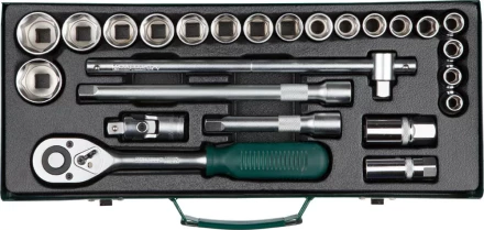 Набор торцовых головок KRAFTOOL &quot;INDUSTRIE QUALITAT&quot; (1/2&quot;) универсальный, Cr-V, металлический кейс, 25 предметов 27892-H25_z01 купить в Сургуте