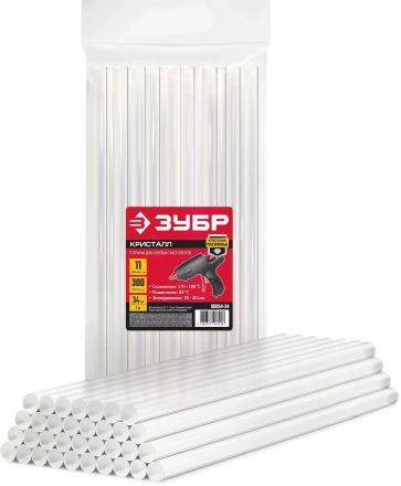 ЗУБР 11 х 300 мм, 34 шт, прозрачные универсальные клеевые стержни (06854-34) купить в Сургуте